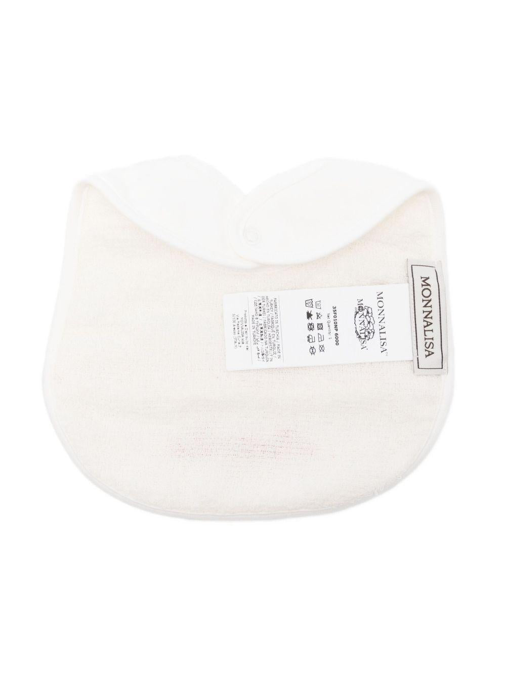 Bavaglino per neonata Monnalisa bianco con nastro rosso - Rubino Kids