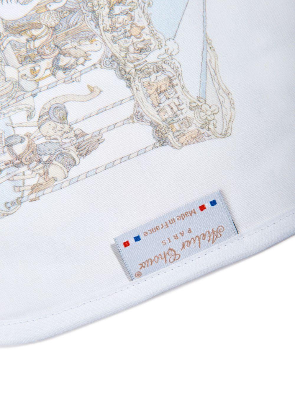 Bavaglino per neonati Atelier Choux bianco con stampa carosello - Rubino Kids