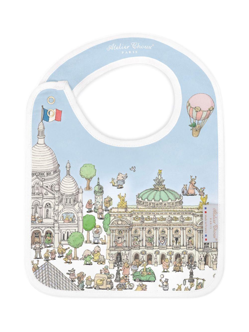 Bavaglino per neonati Atelier Choux multicolore con stampa Paris - Rubino Kids