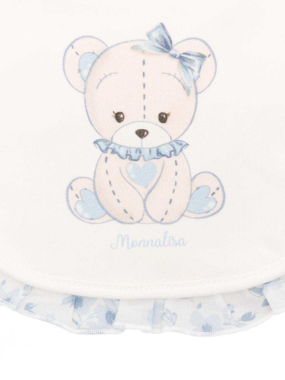 Bavaglino per neonati Monnalisa bianco con volant azzurro - Rubino Kids