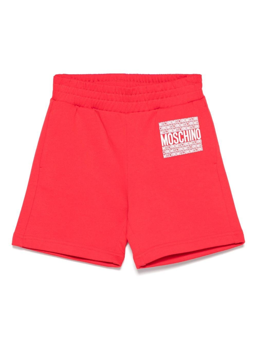 Bermuda con logo per bambino Moschino Kids rosso con tessuto in spugna - Rubino Kids