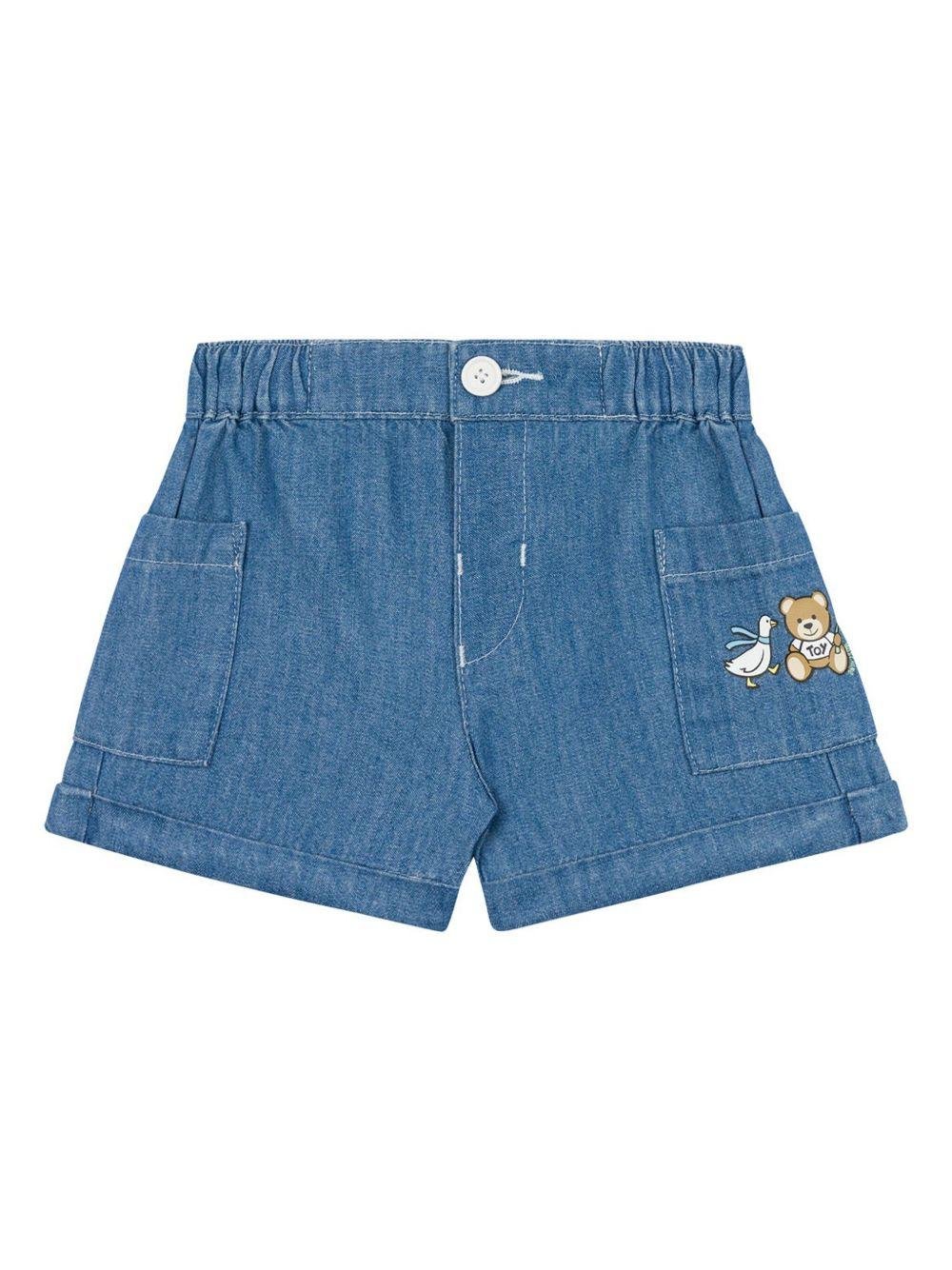 Bermuda con logo per neonata Moschino Kids indaco con vita elasticizzata - Rubino Kids