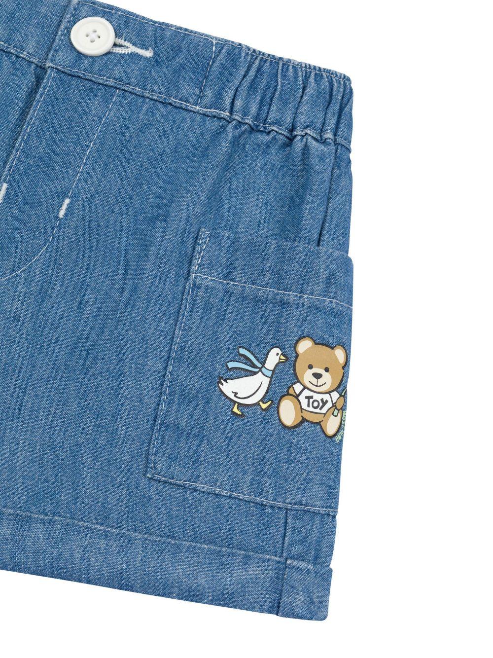 Bermuda con logo per neonata Moschino Kids indaco con vita elasticizzata - Rubino Kids