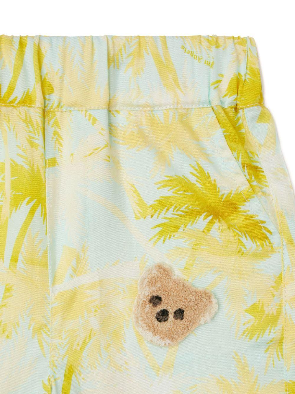 Bermuda con stampa per neonato Palm Angels Kids verde con vita elasticizzata - Rubino Kids
