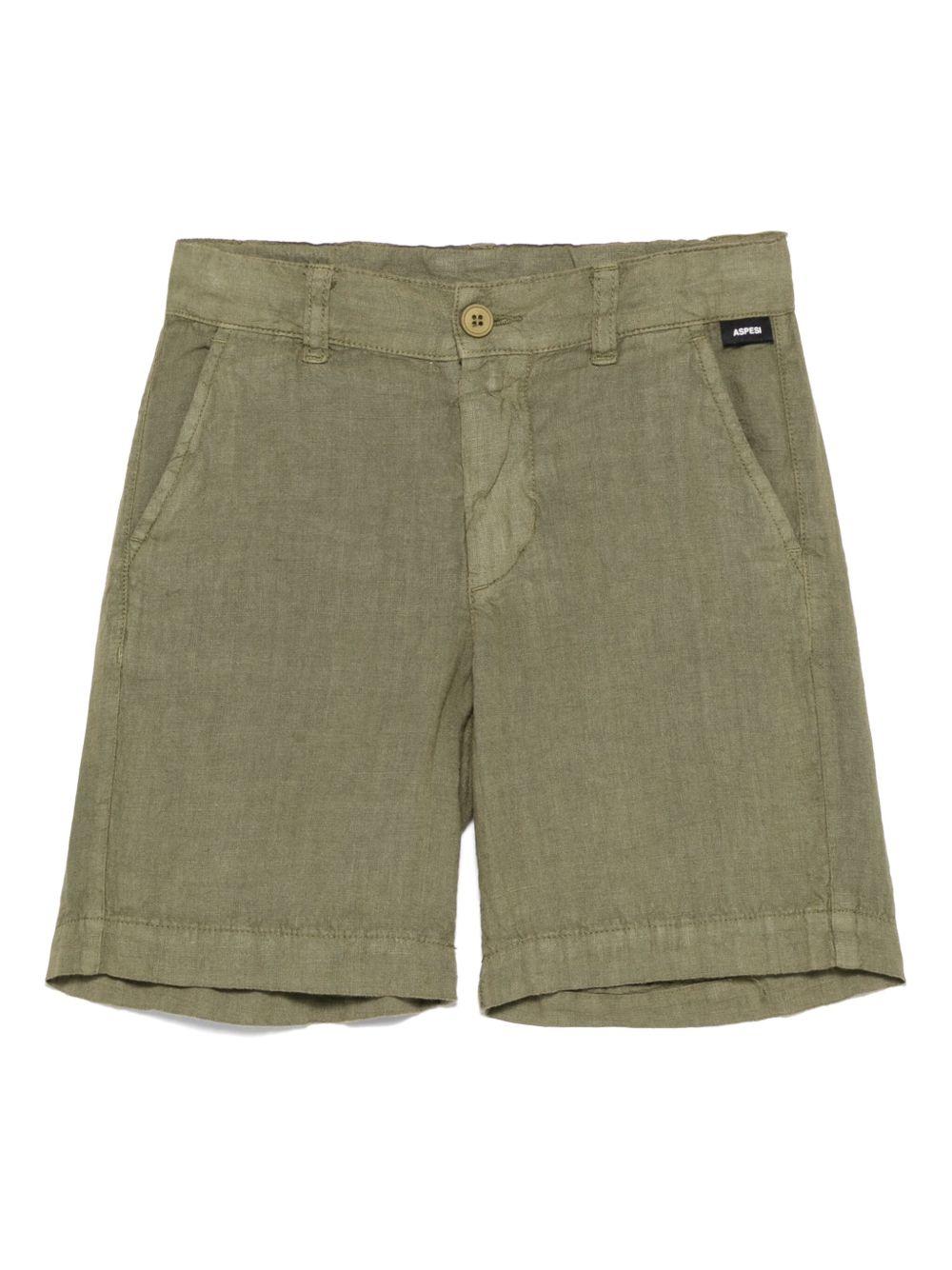 Bermuda in lino per bambino Aspesi Kids verde con passanti - Rubino Kids