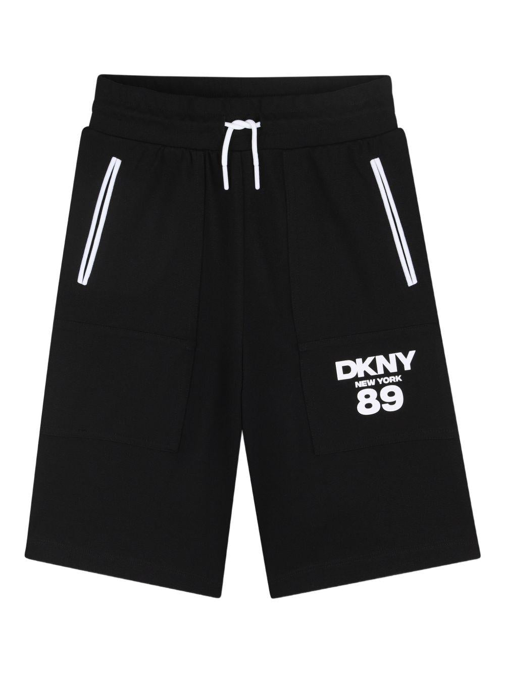 Bermuda per bambino Dkny Kids nero con logo - Rubino Kids