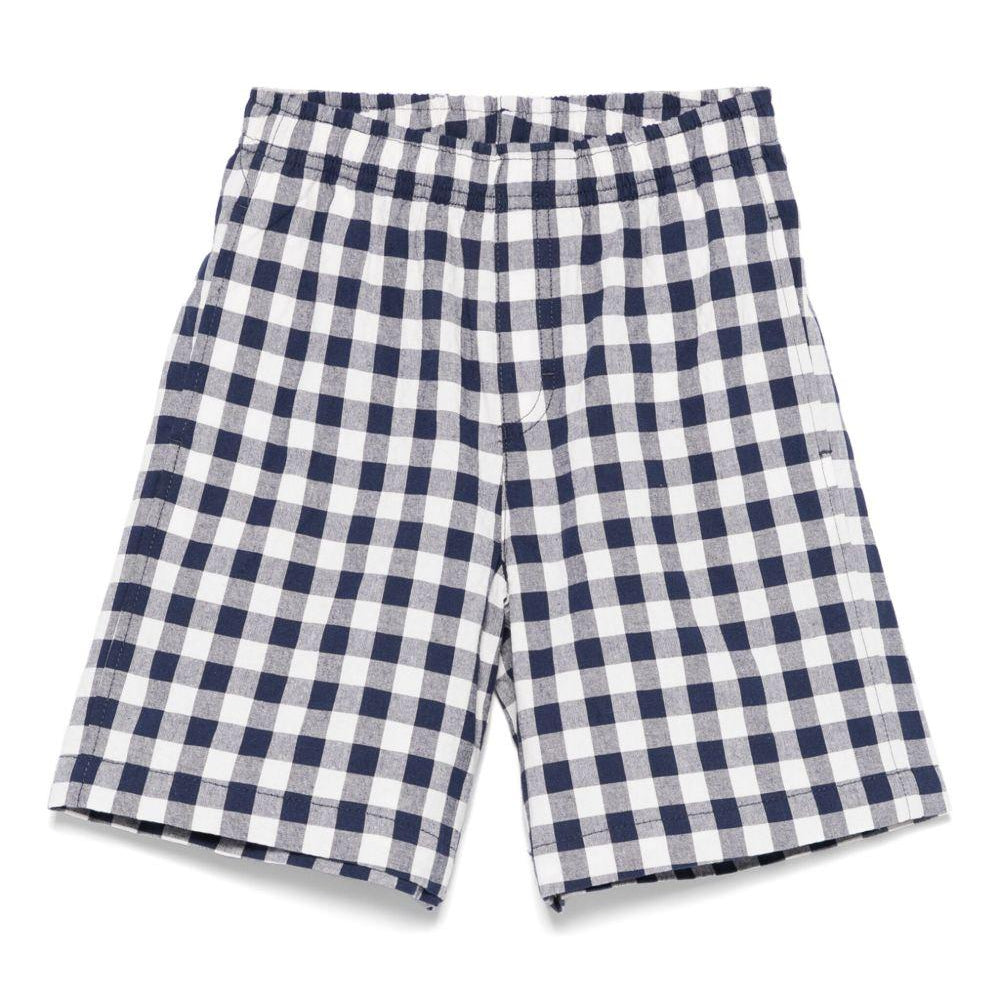 Bermuda per bambino Il Gufo bianco e blu a quadri con vita con coulisse elasticizzata - Rubino Kids