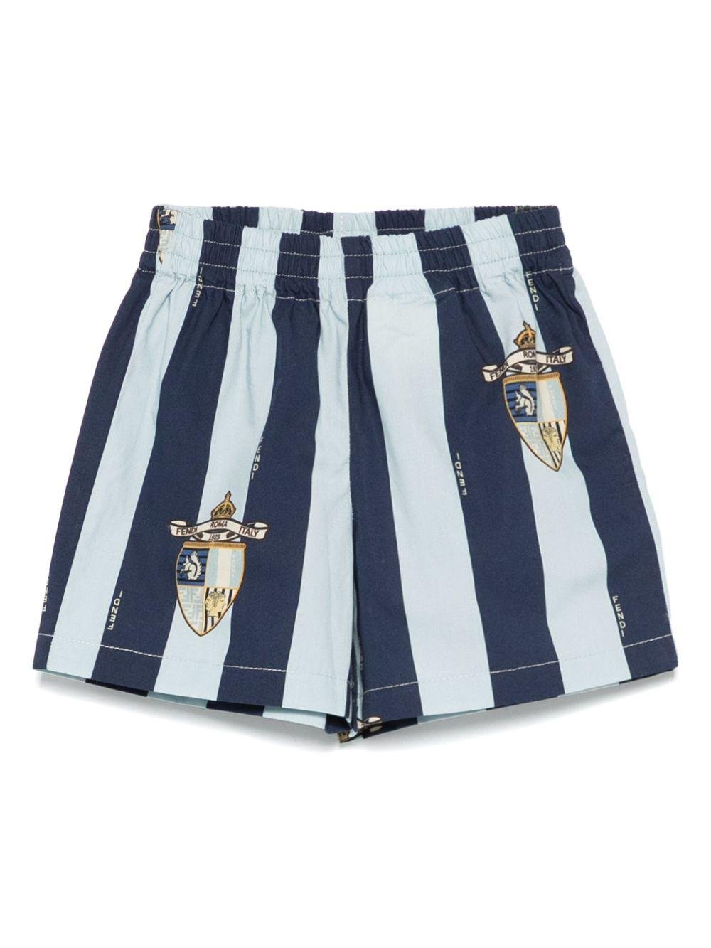 Bermuda per neonato Fendi Kids blu con logo - Rubino Kids