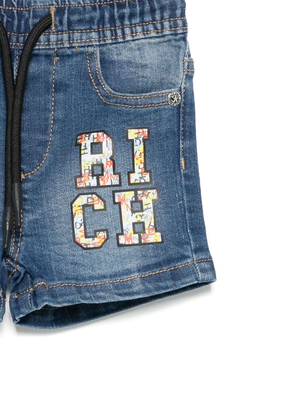 Bermuda per neonato John Richmond Junior in denim con logo - Rubino Kids