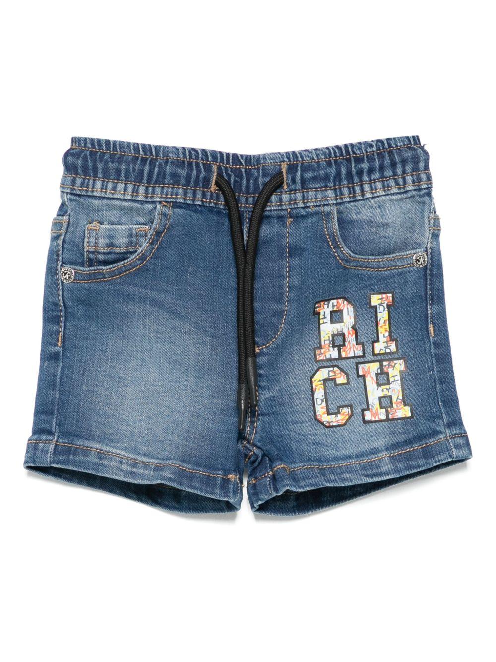 Bermuda per neonato John Richmond Junior in denim con logo - Rubino Kids