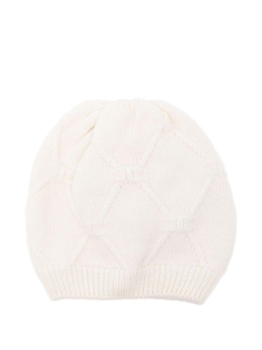 Berretto a maglia per neonata Elisabetta Franchi La Mia Bambina con motivo a rombi - Rubino Kids