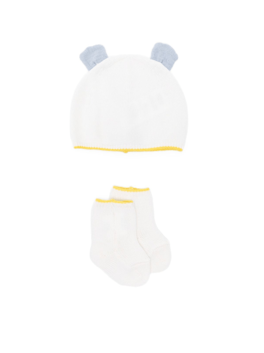 Berretto e calzini per neonati Gensami Kids bianco con bordo a contrasto (2 pezzi) - Rubino Kids