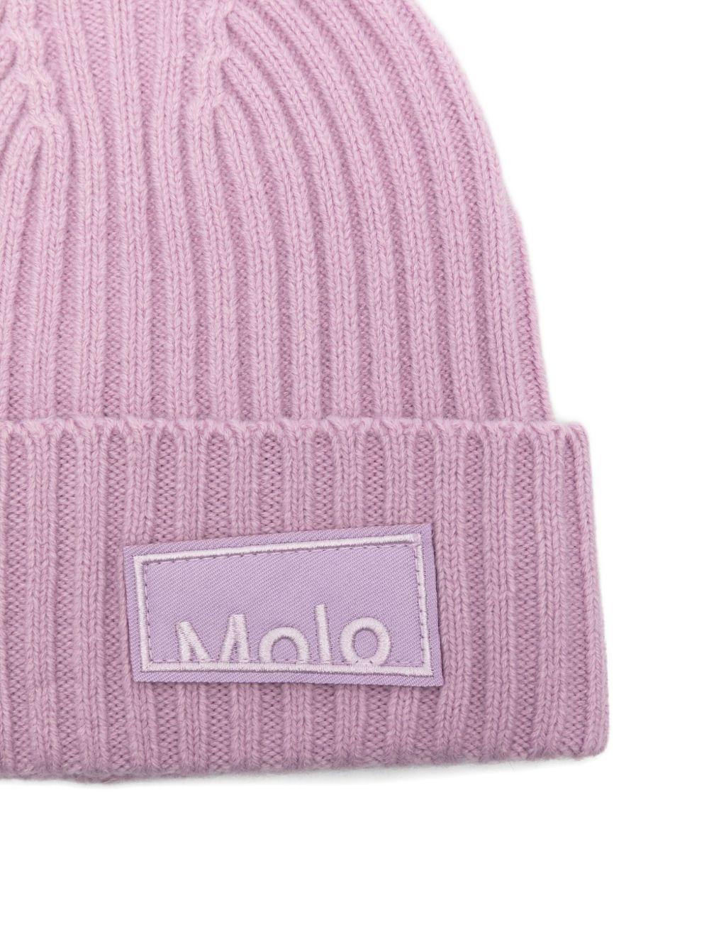 Berretto per bambina Molo rosa con logo a coste - Rubino Kids