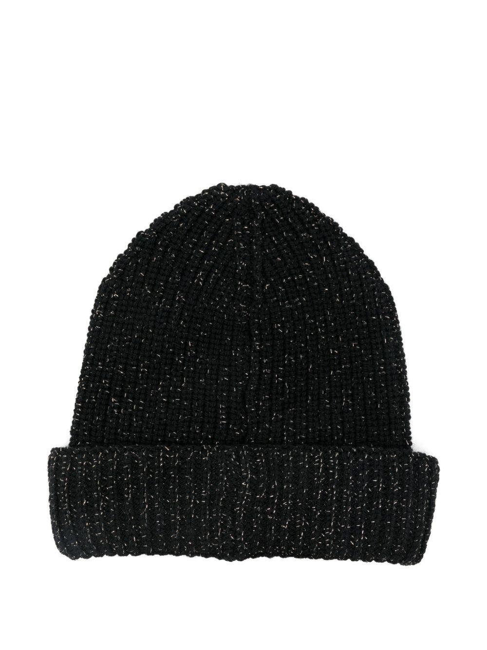 Berretto per bambina Moncler Enfant nero con applicazione con logo - Rubino Kids