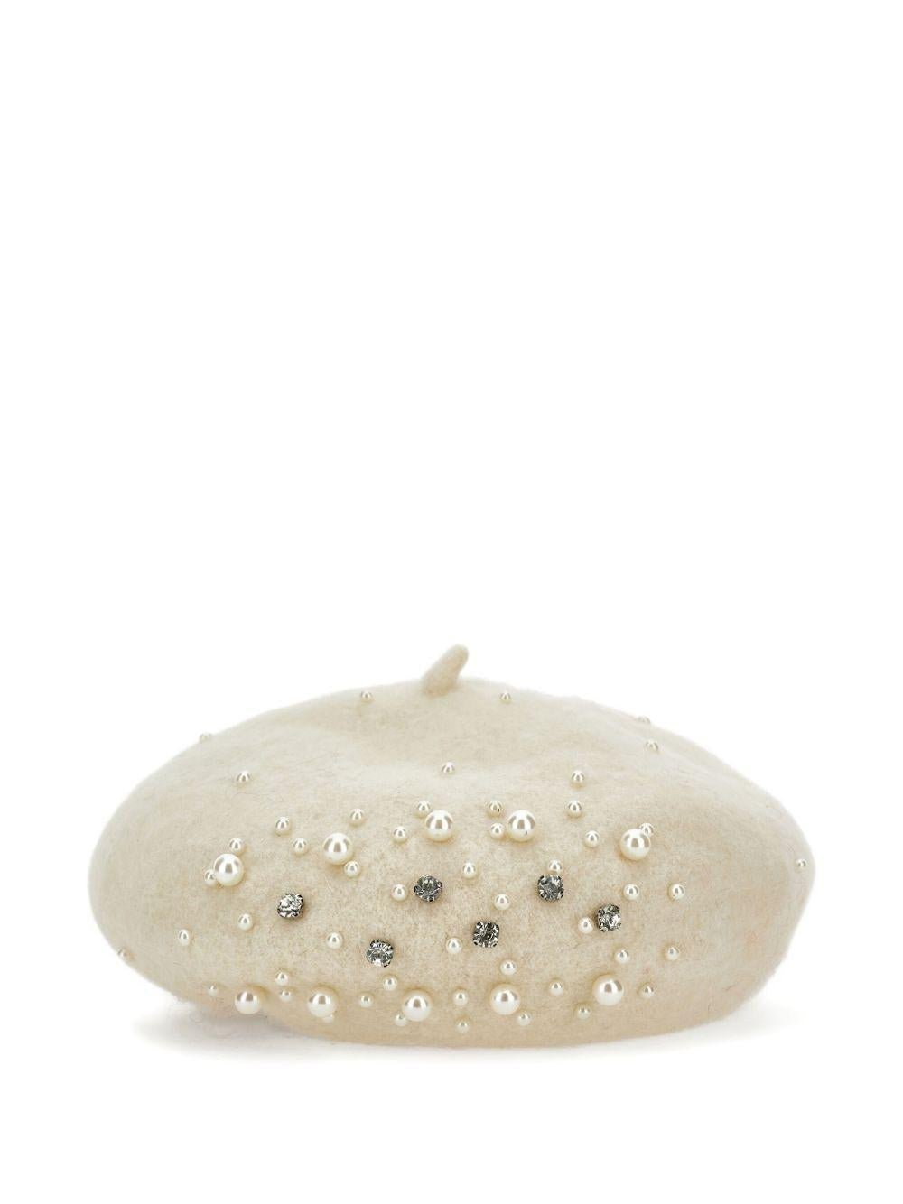 Berretto per bambina Monnalisa bianco con decorazione con cristalli - Rubino Kids