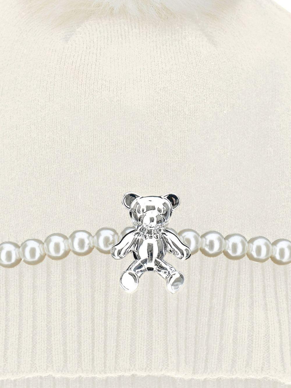 Berretto per bambina Monnalisa bianco con pompon - Rubino Kids