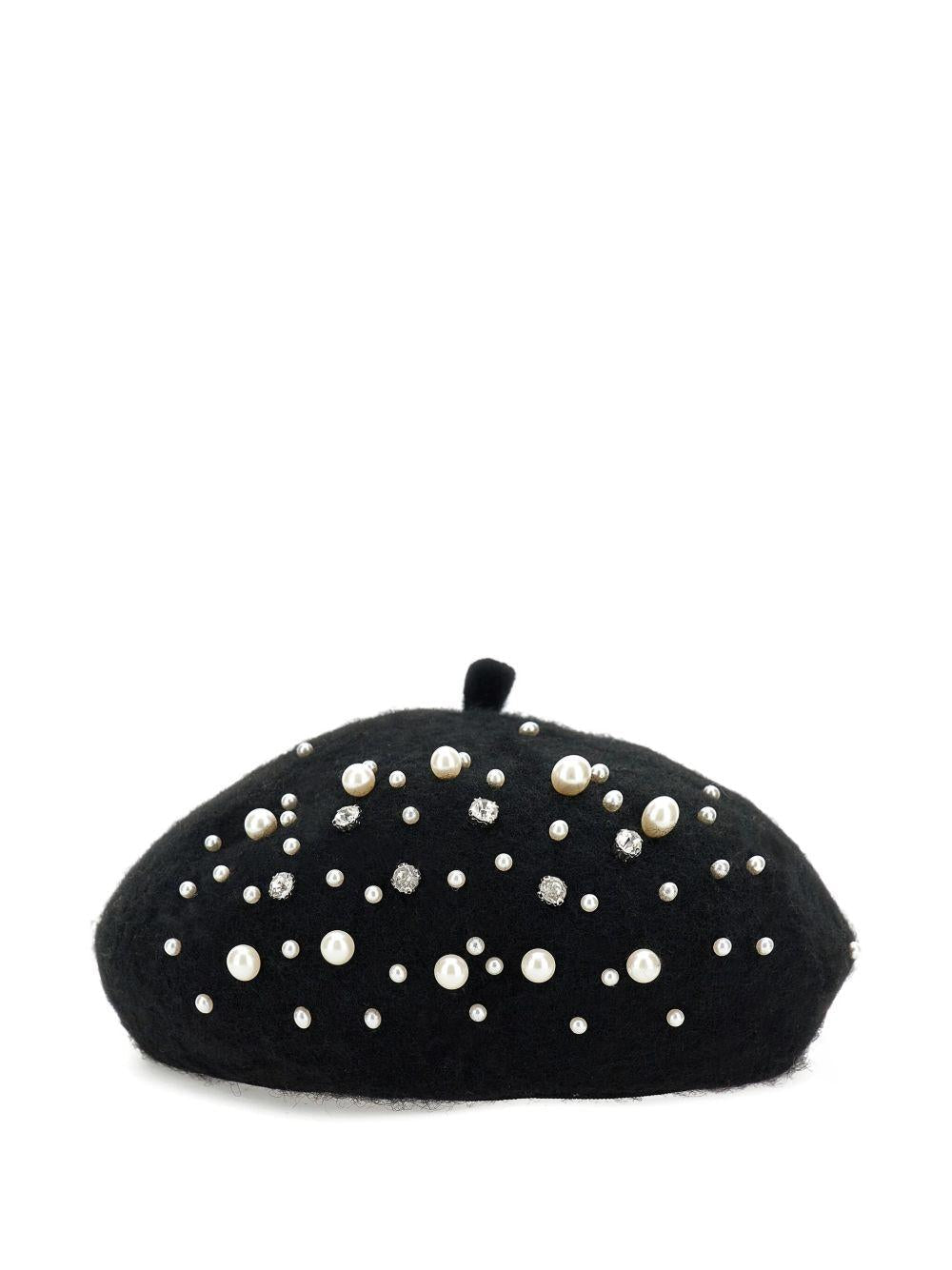 Berretto per bambina Monnalisa nero con decorazione con cristalli - Rubino Kids