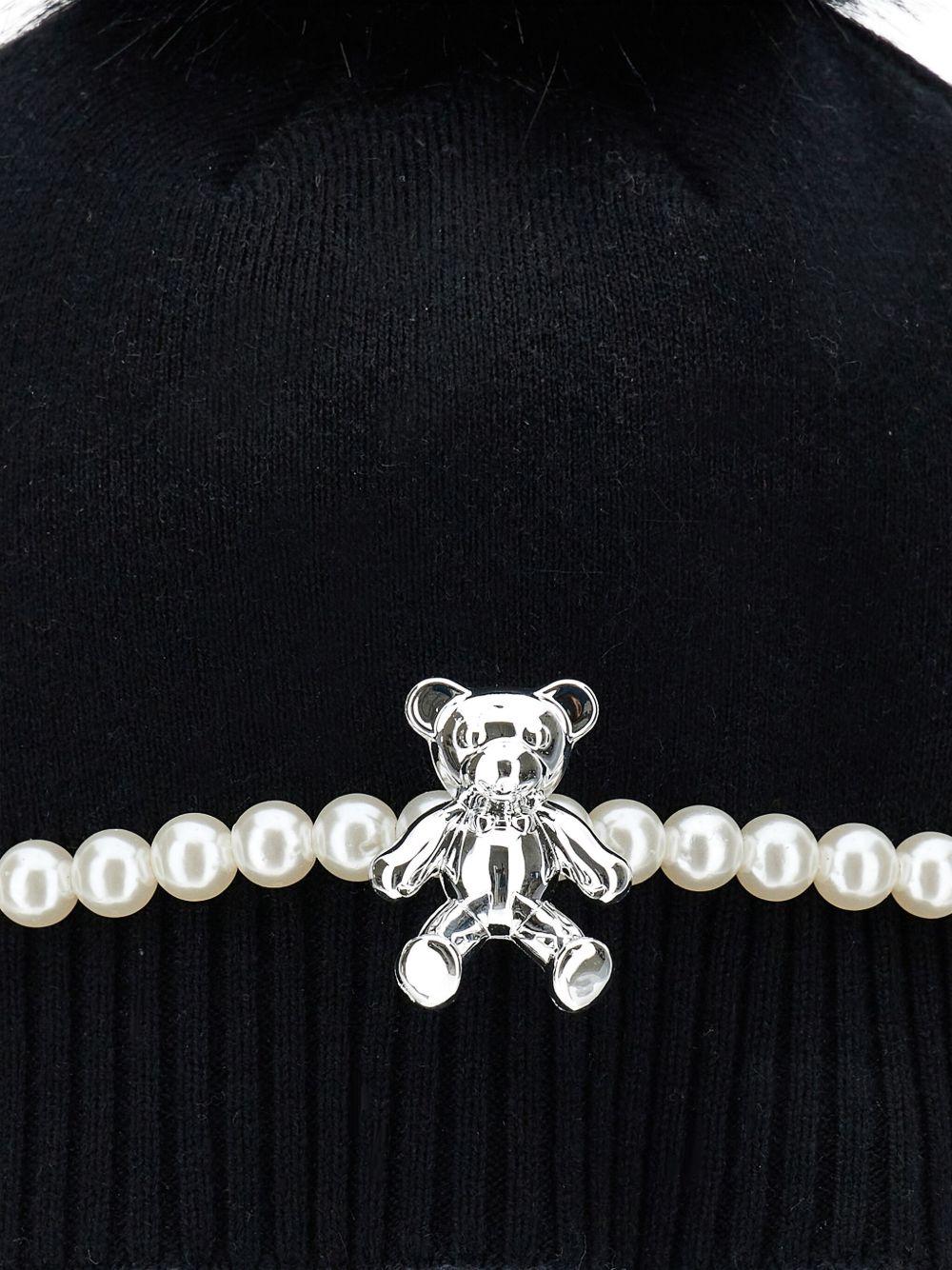 Berretto per bambina Monnalisa nero con pompon - Rubino Kids