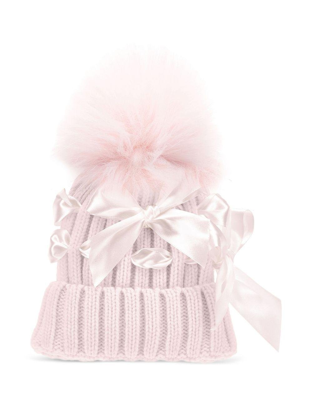 Berretto per bambina Monnalisa rosa con pompon - Rubino Kids