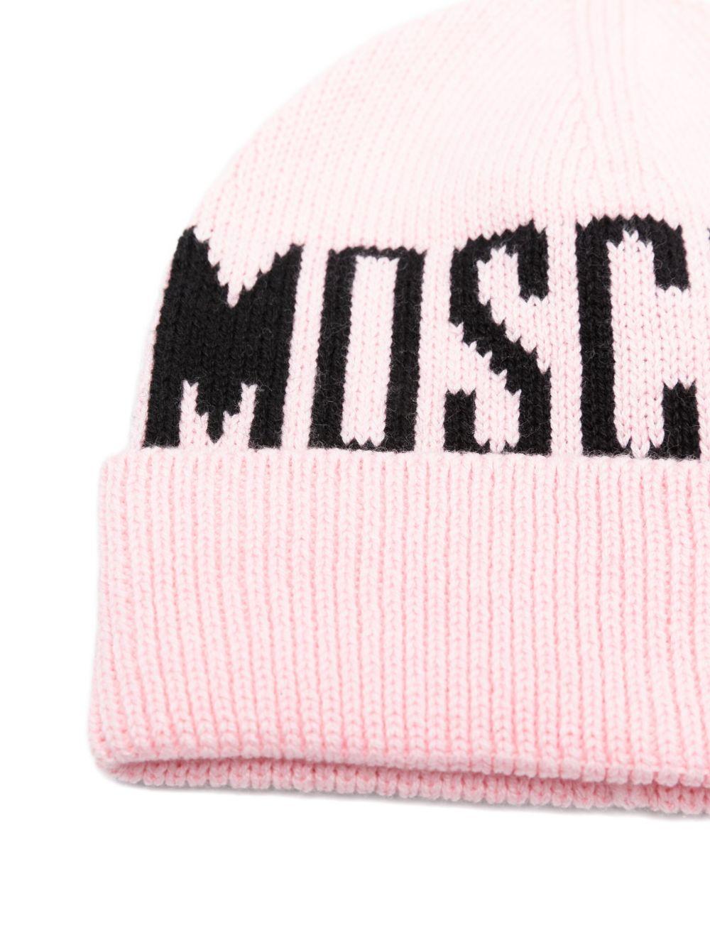 Berretto per bambina Moschino Kids rosa con motivo a coste - Rubino Kids