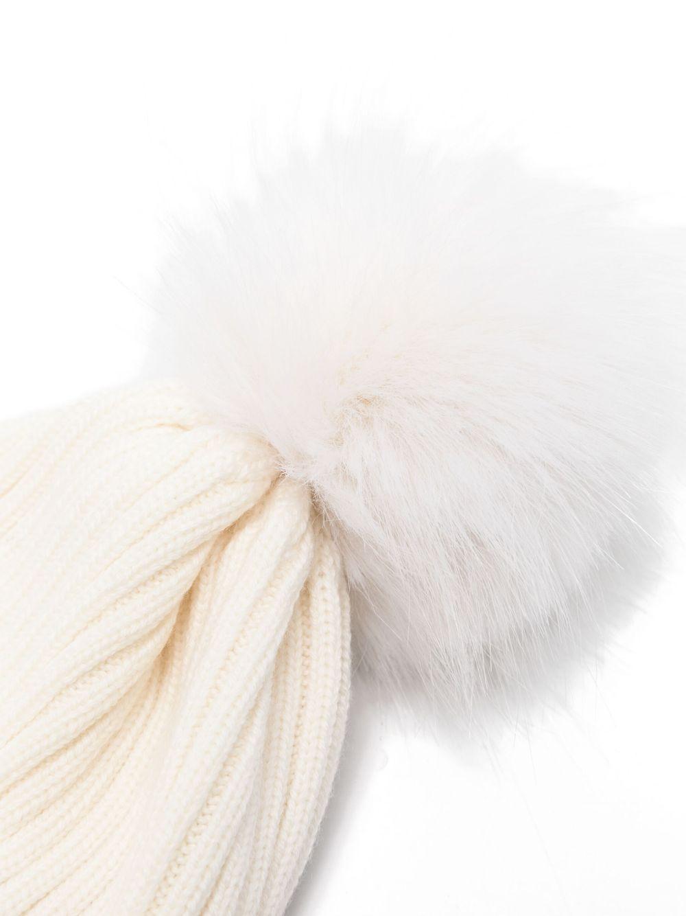 Berretto per bambini Moncler Enfant bianco con pompon - Rubino Kids