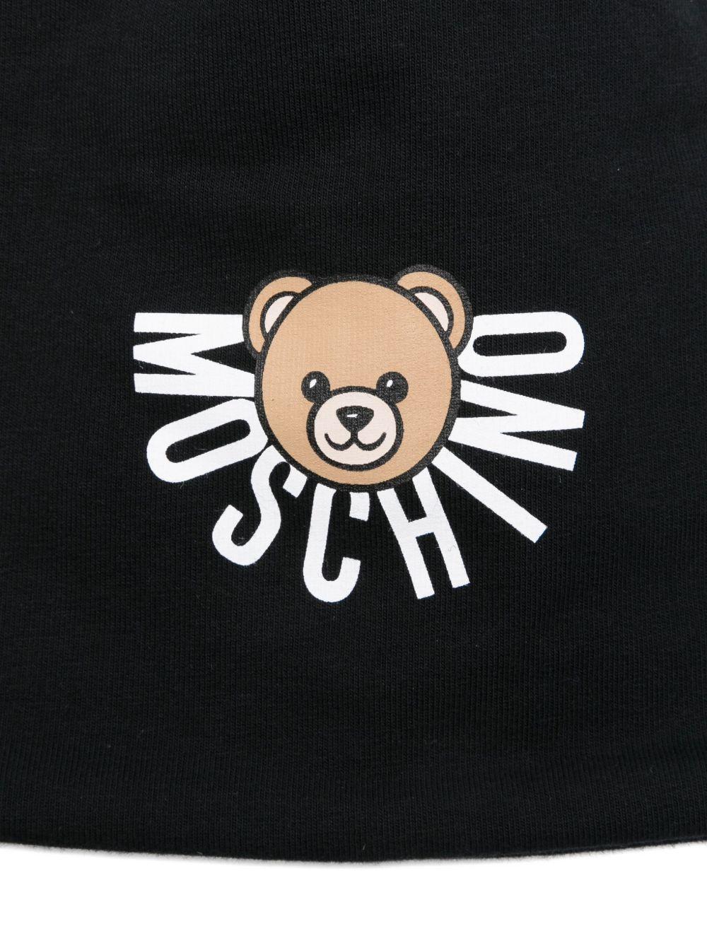Berretto per bambini Moschino Kids nero con logo Teddy Bear - Rubino Kids