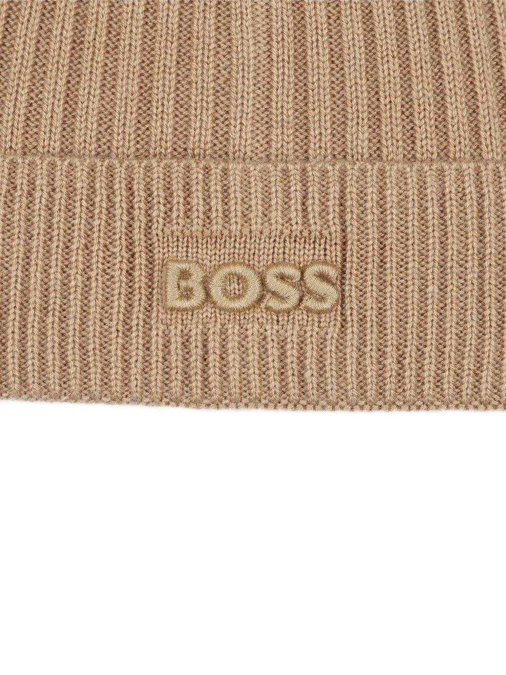 Berretto per bambino Boss Kids beige con applicazione con logo - Rubino Kids