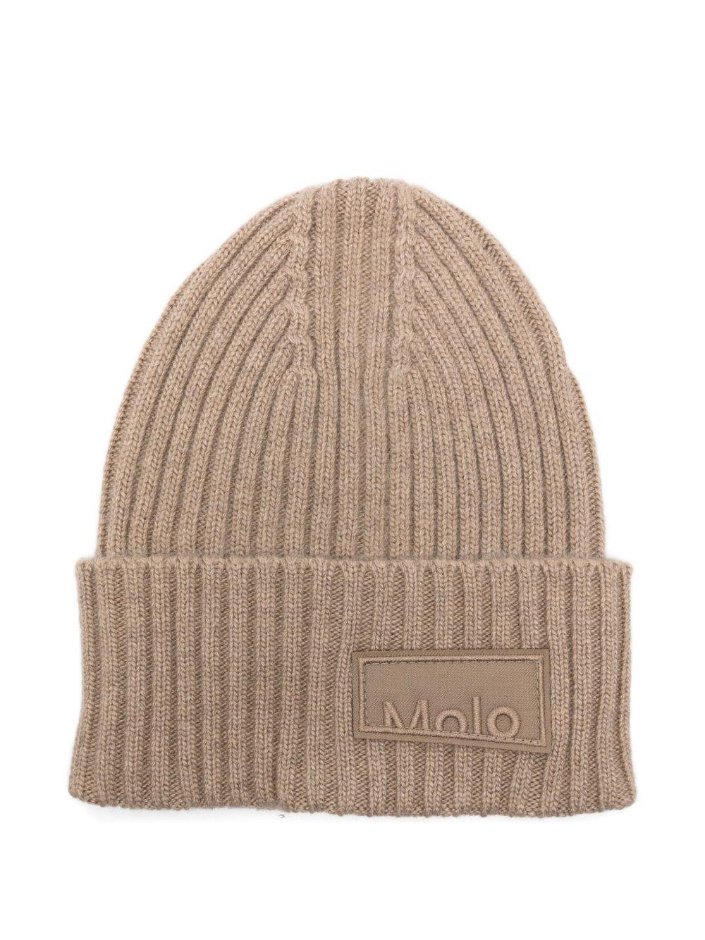 Berretto per bambino Molo beige con toppa con logo - Rubino Kids