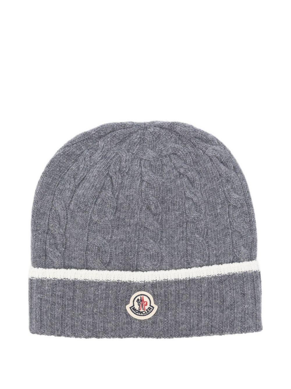 Berretto per bambino Moncler Enfant grigio in maglia intrecciata - Rubino Kids