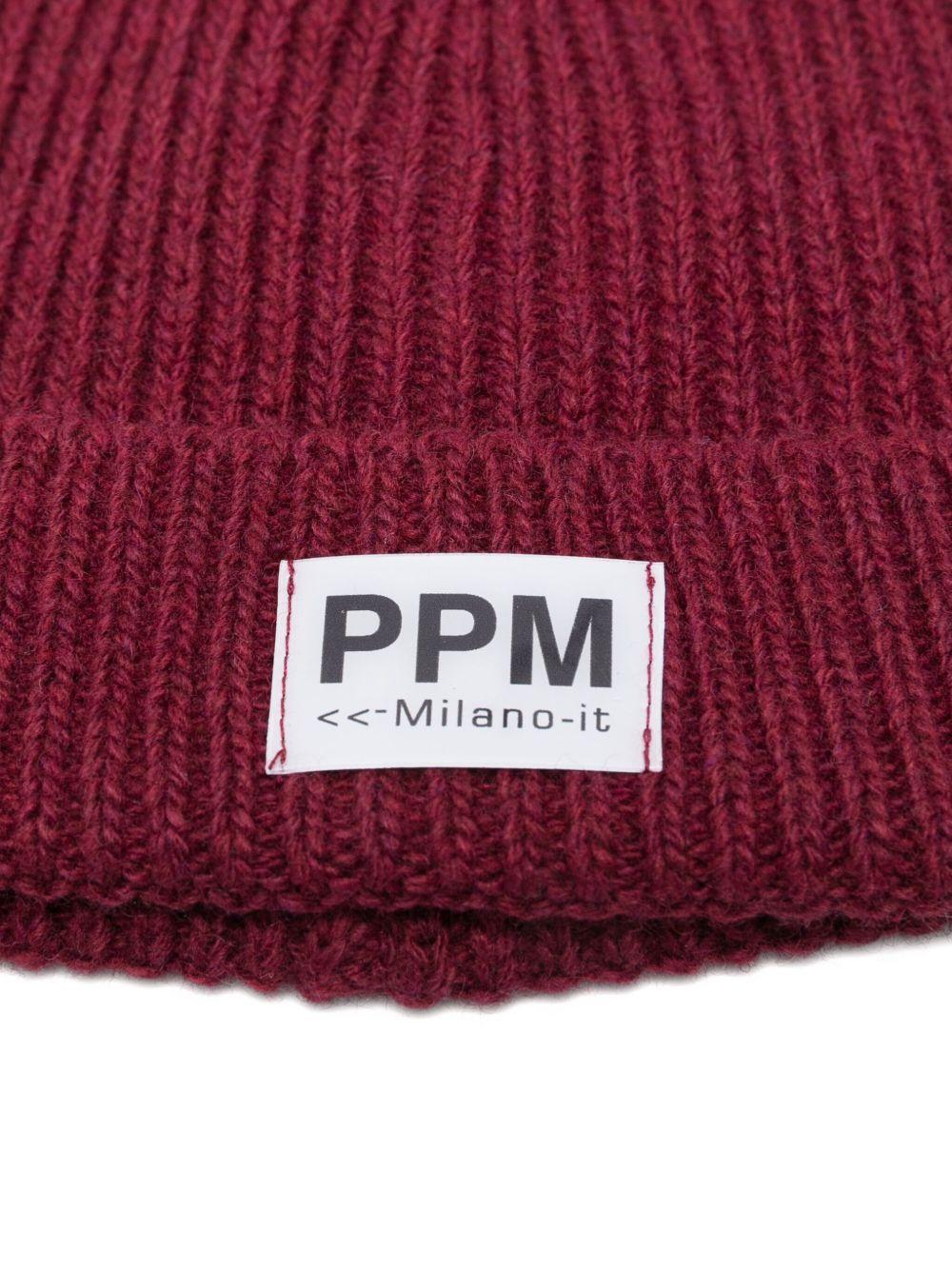 Berretto per bambino Paolo Pecora Kids bordeaux con motivo a coste - Rubino Kids