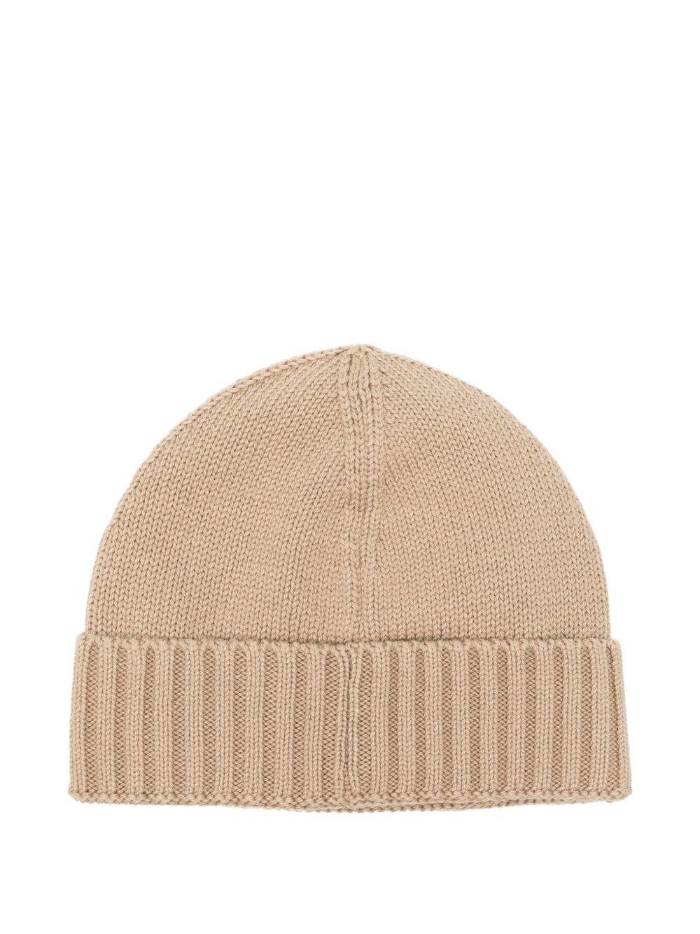 Berretto per bambino Stone Island Junior beige con toppa con logo - Rubino Kids