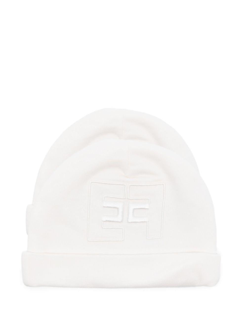 Berretto per neonata Elisabetta Franchi La Mia Bambina bianco con logo ricamato - Rubino Kids