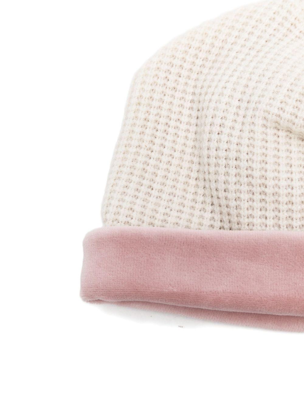 Berretto per neonata La Stupenderia bianco con decorazione rosa - Rubino Kids