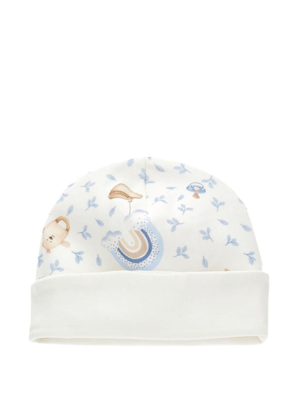 Berretto per neonata Monnalisa bianco con stampa - Rubino Kids