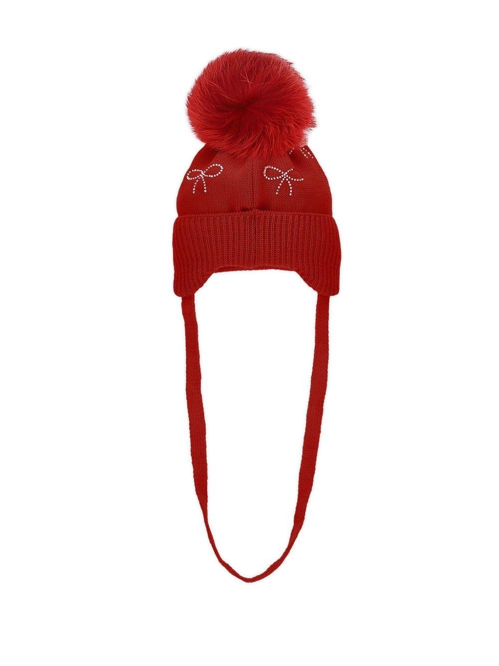 Berretto per neonata Monnalisa rosso con decorazione con strass - Rubino Kids