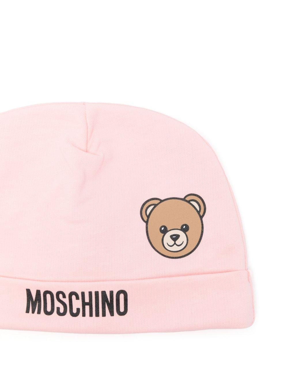 Berretto per neonata Moschino Kids rosa con motivo orsetto - Rubino Kids