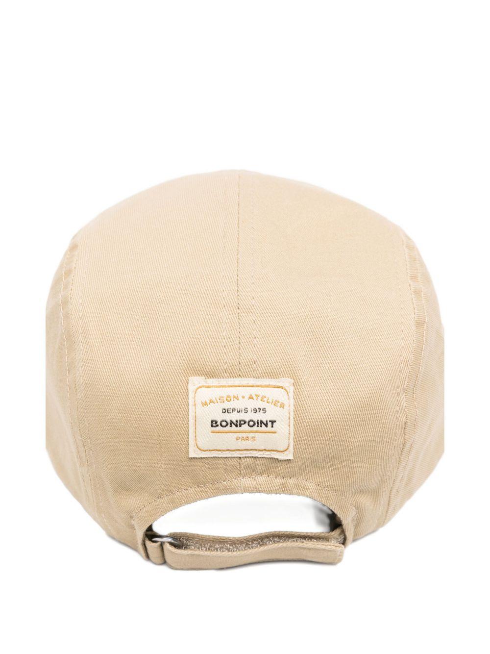 Berretto per neonato Bonpoint beige con ricamo sul davanti - Rubino Kids