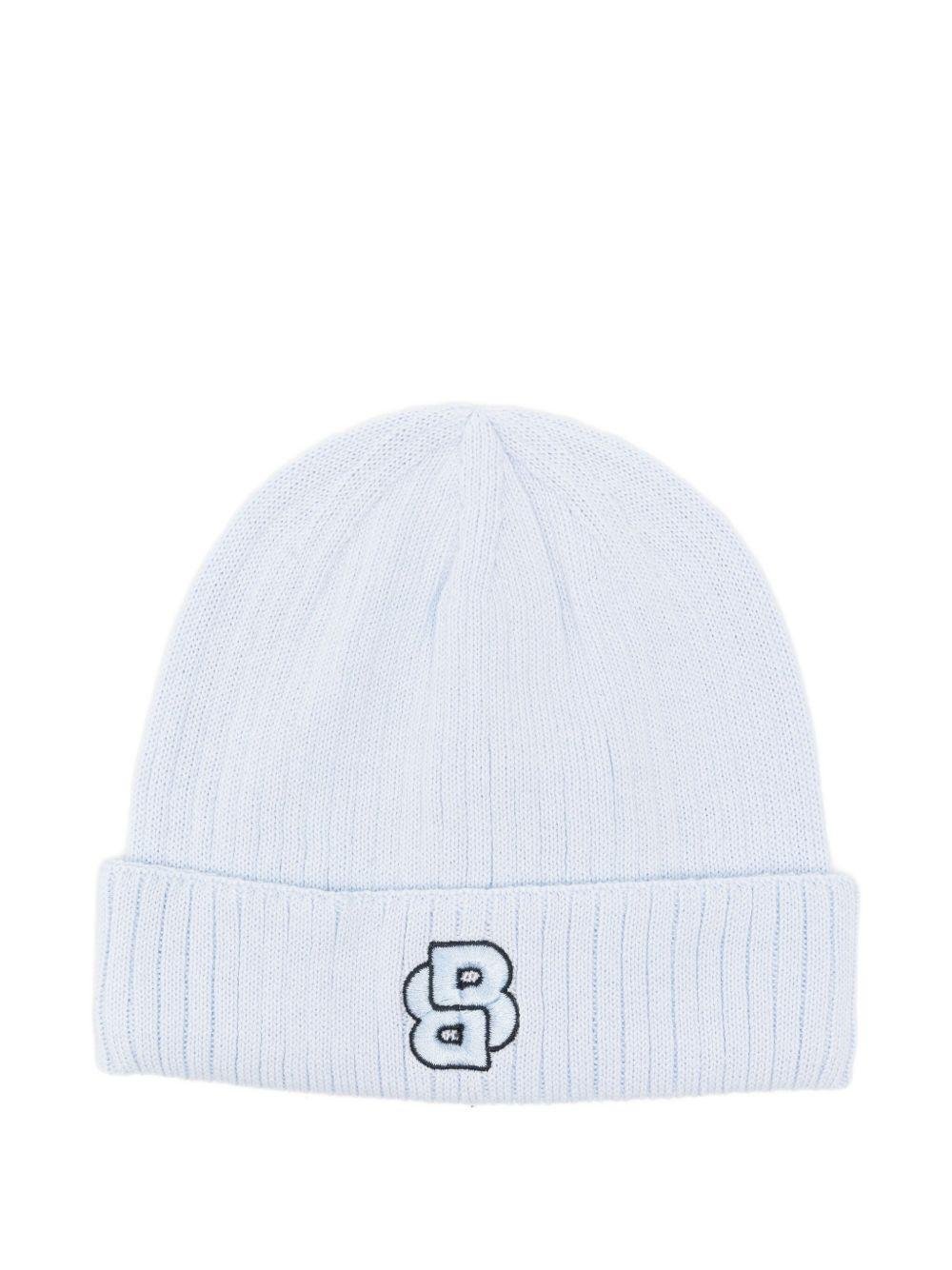 Berretto per neonato Boss Kids azzurro con logo ricamato - Rubino Kids