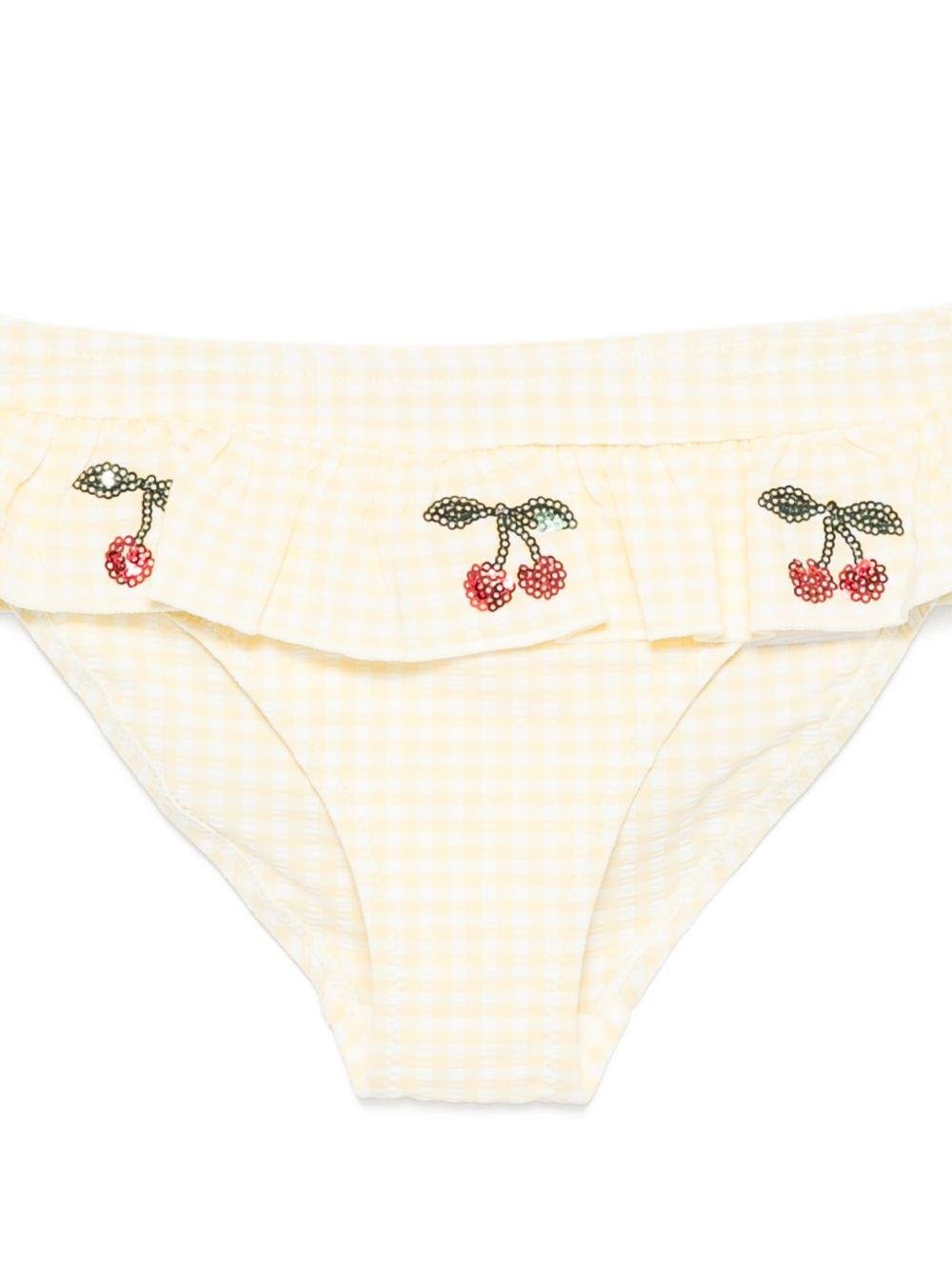 Bikini Etta per bambina Konges Sløjd giallo con motivo a quadri - Rubino Kids