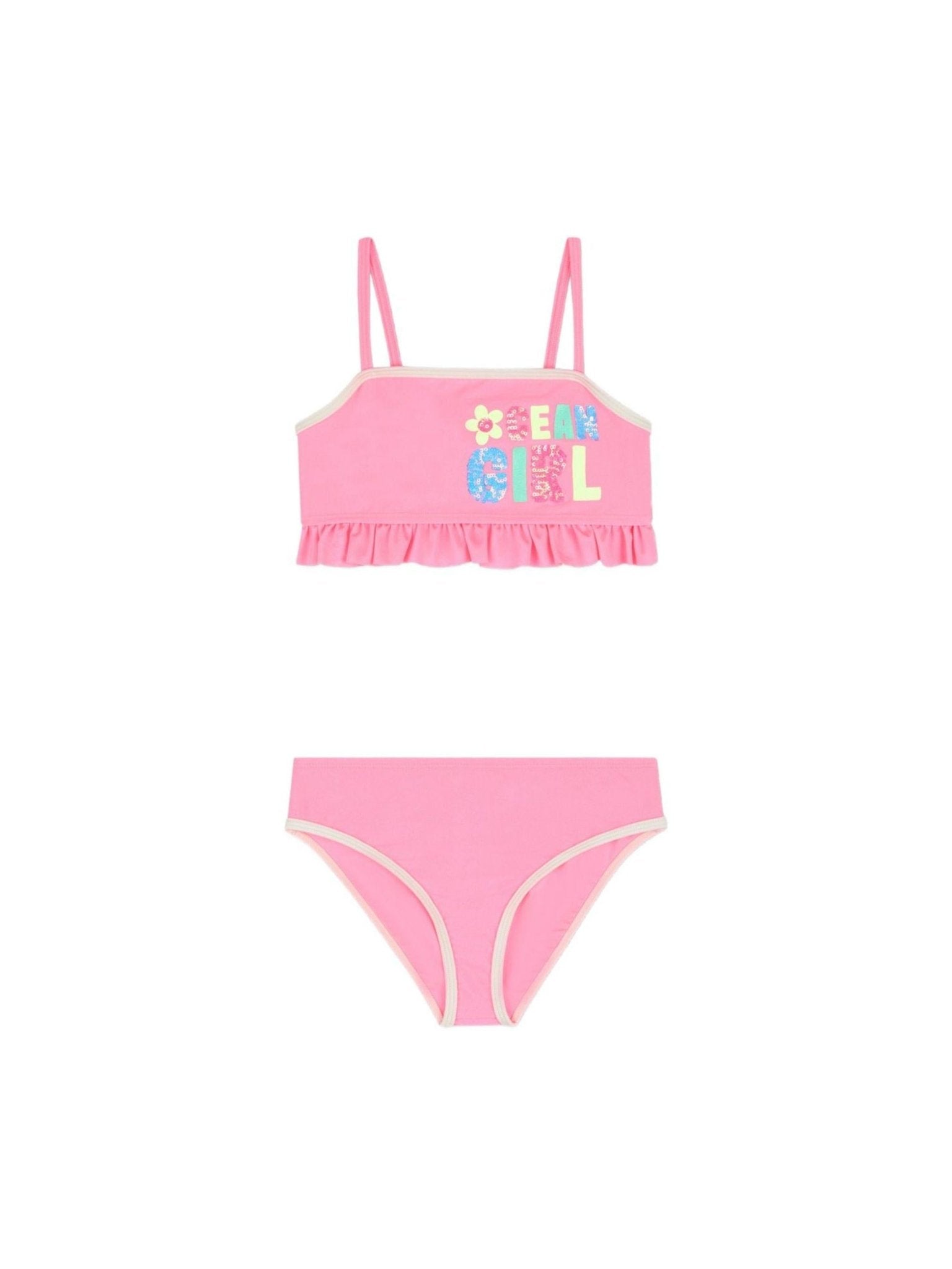 Bikini per bambina Billieblush rosa con stampa grafica - Rubino Kids