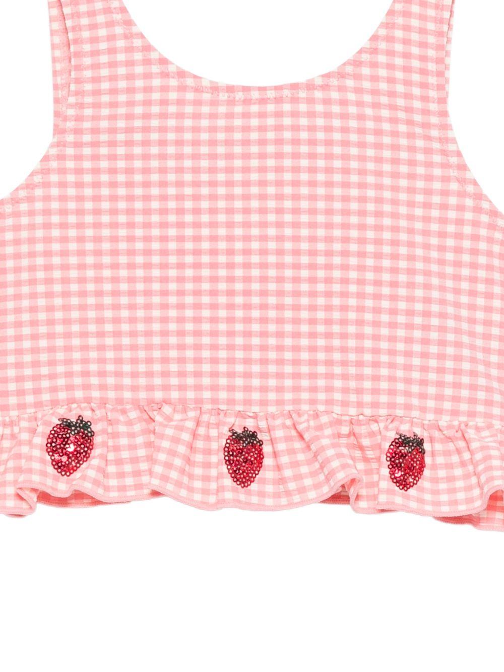 Bikini per bambina Konges Sløjd rosa con decorazione fragole - Rubino Kids