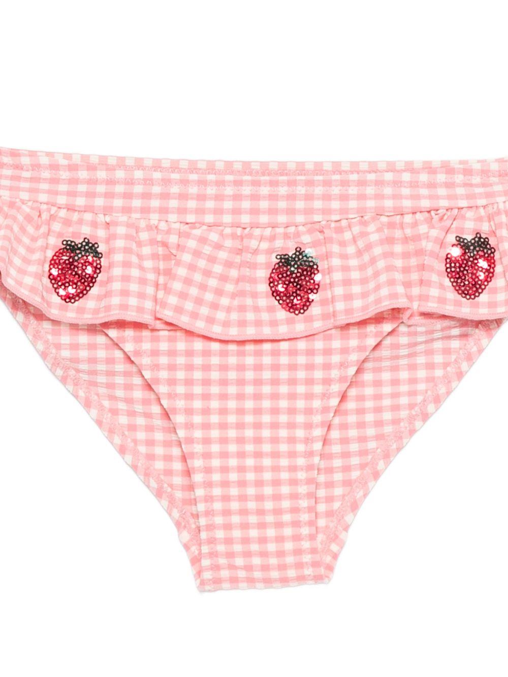 Bikini per bambina Konges Sløjd rosa con decorazione fragole - Rubino Kids