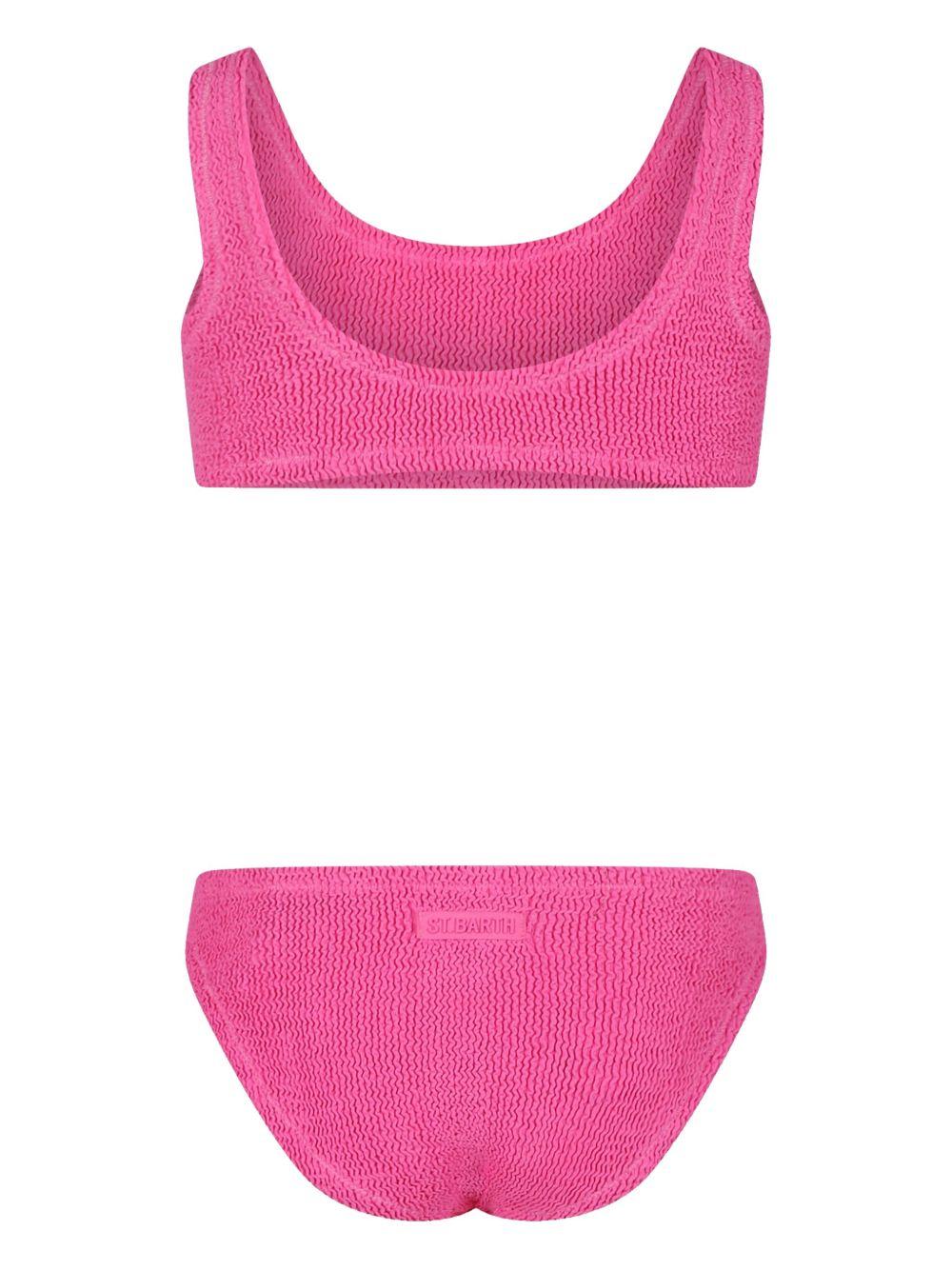 Bikini per bambina MC2 Saint Barth Kids Baker fucsia con logo posteriore - Rubino Kids