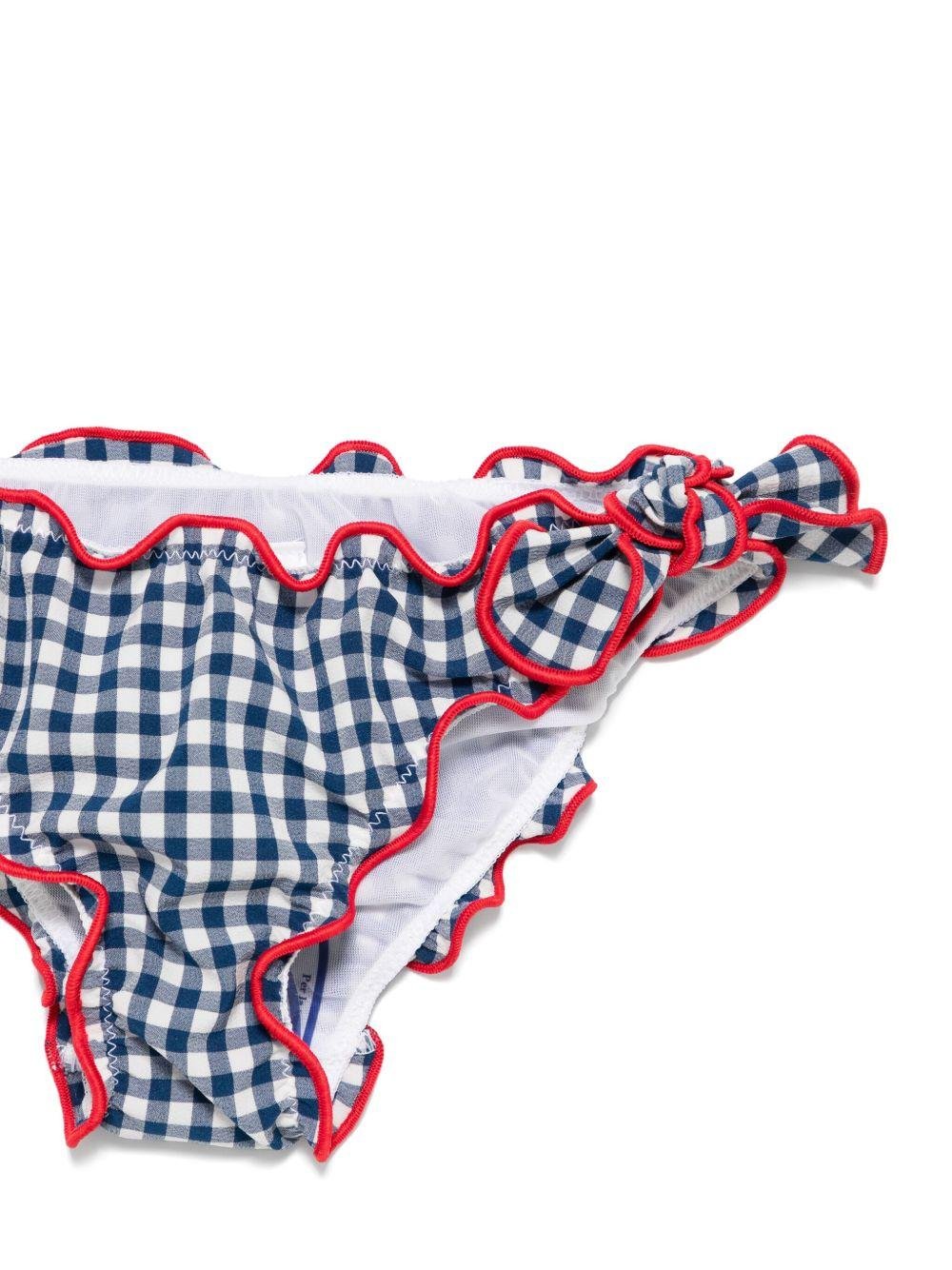 Bikini per bambina MC2 Saint Barth Kids Cris blu con motivo a quadri - Rubino Kids