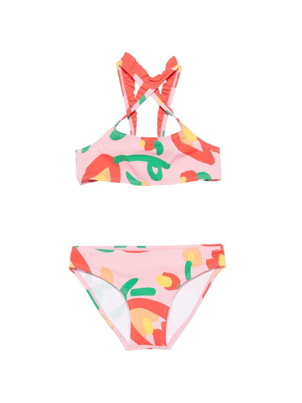 Bikini per bambina Stella McCartney Kids rosa con stampa floreale - Rubino Kids