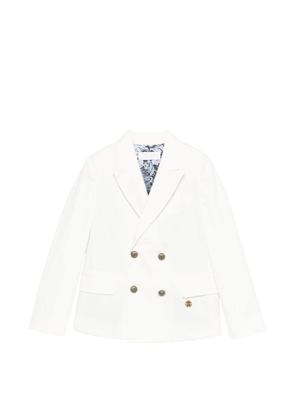 Blazer a doppiopetto per bambino Roberto Cavalli Kids bianco con bottoni - Rubino Kids