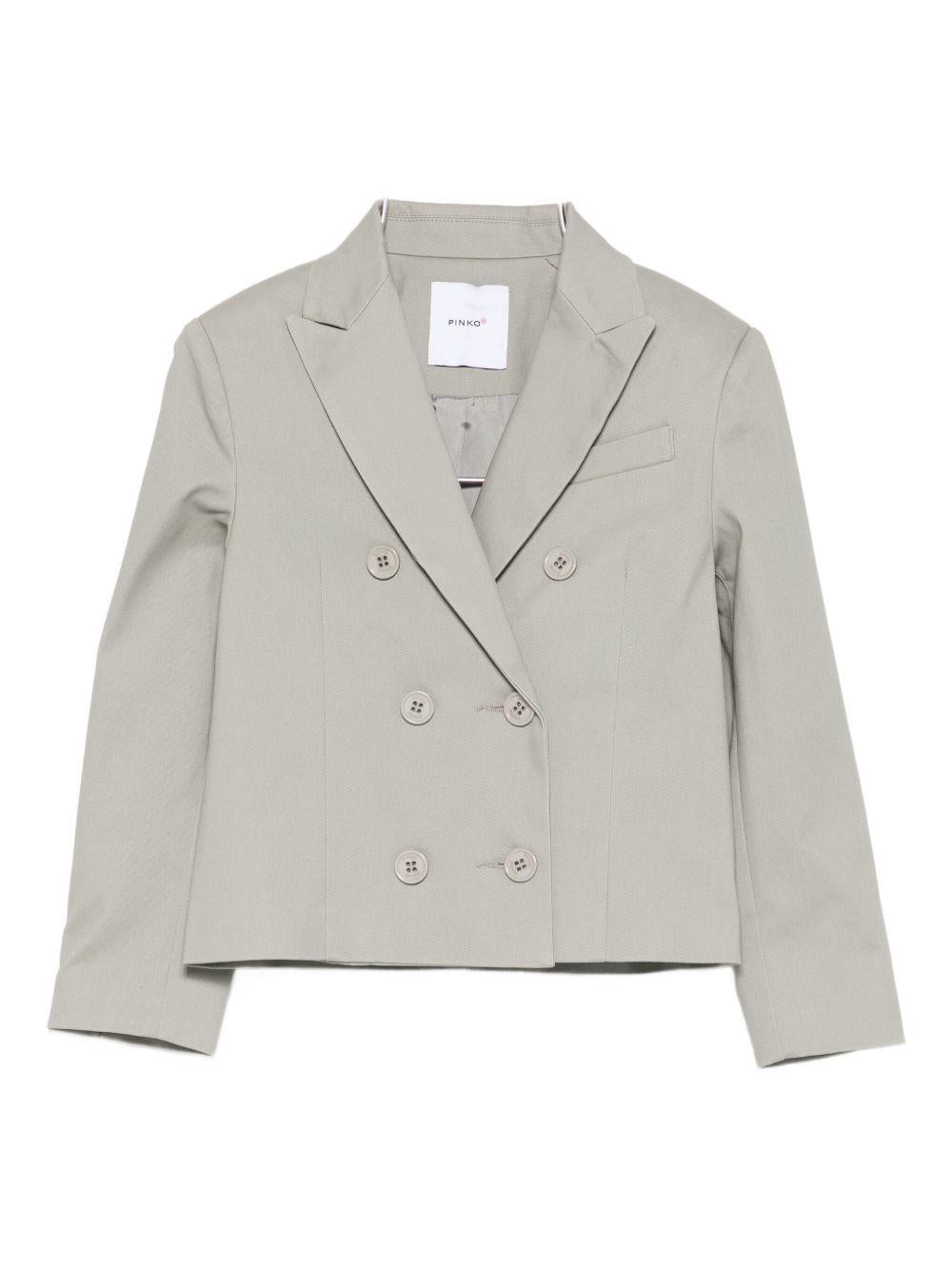 Blazer doppiopetto per bambina Pinko Kids beige con revers a lancia - Rubino Kids