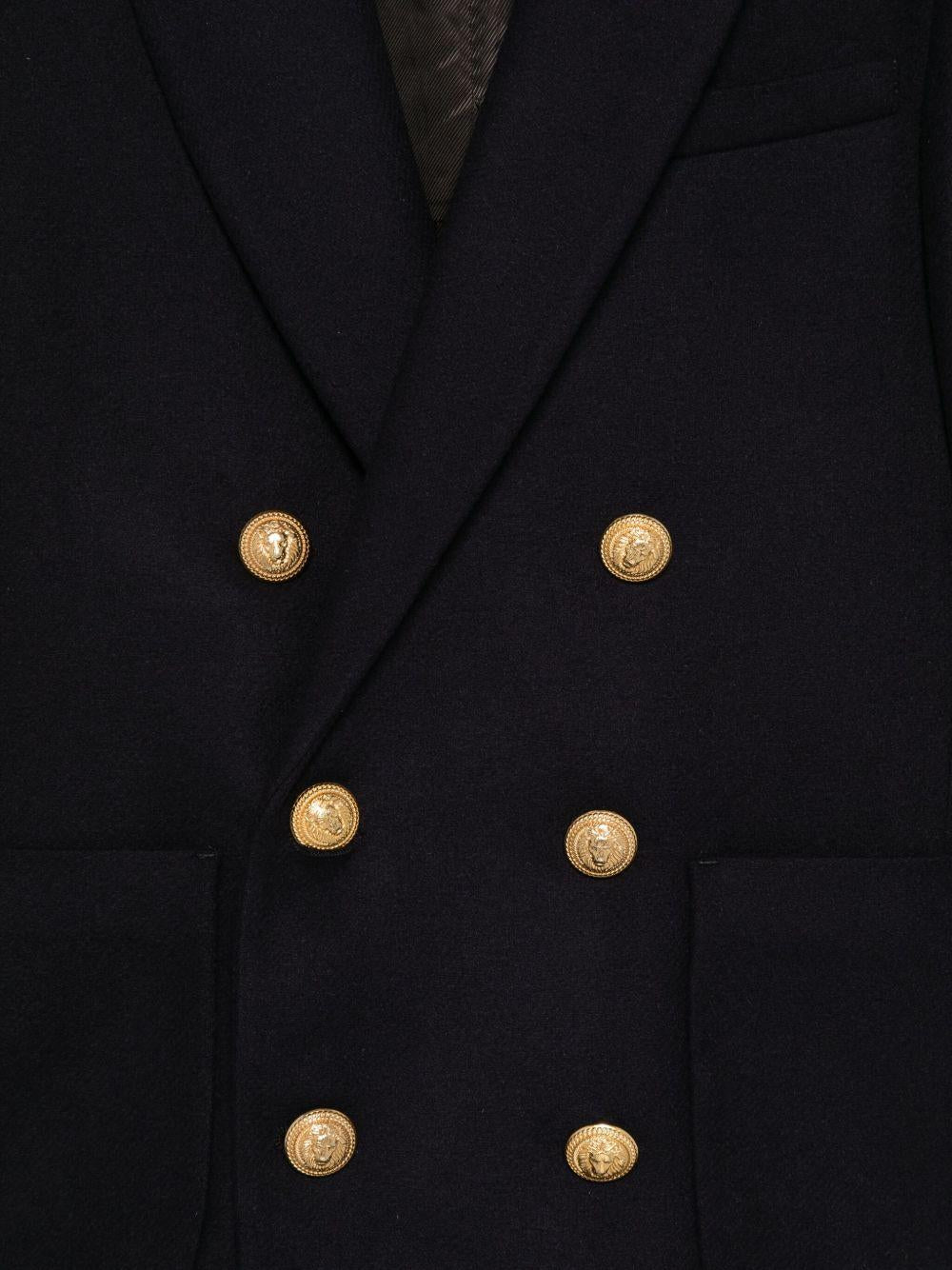 Blazer doppiopetto per bambino Balmain Kids blu con tasche applicate - Rubino Kids