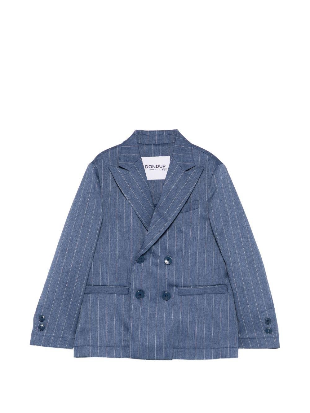 Blazer doppiopetto per bambino DONDUP Kids blu con motivo gessato - Rubino Kids