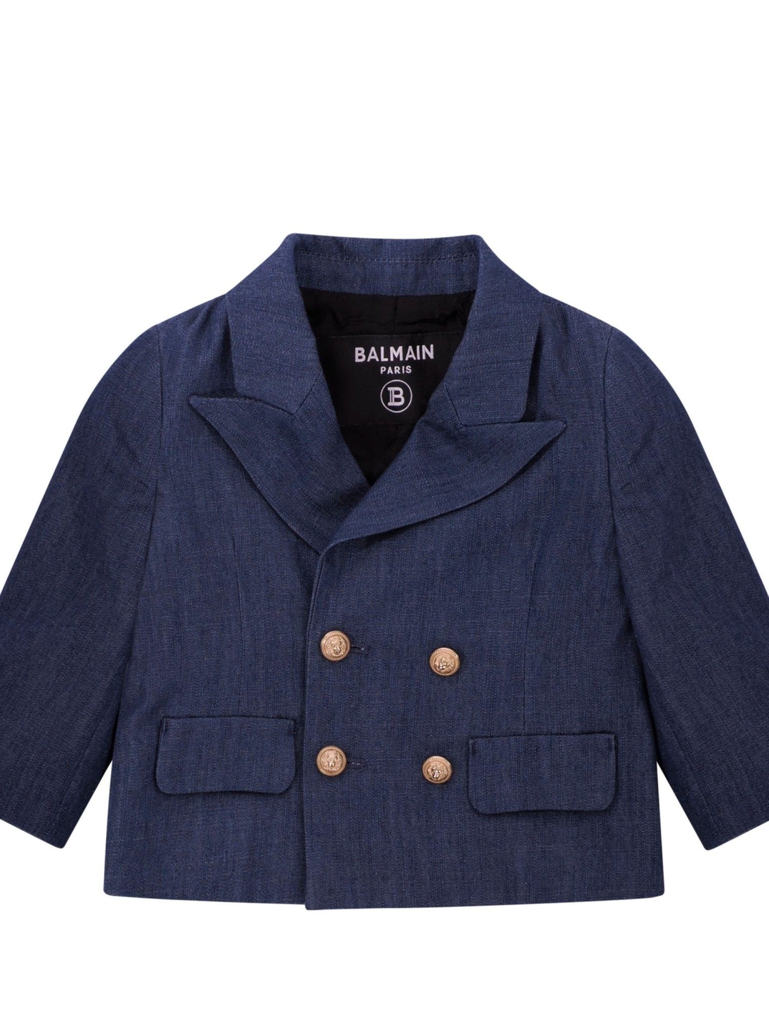 Blazer doppiopetto per neonato Balmain Kids blu con revers classici - Rubino Kids